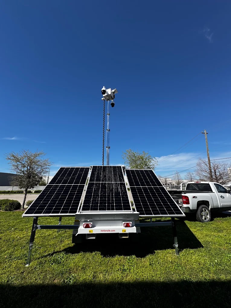 Solar panels extended on an Onsite camera trailer